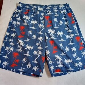 LRD Performance Blue Palm Tree Swim Shorts Men's Size M